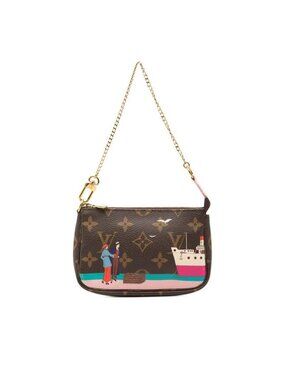 Louis Vuitton Monogram Mini Pochette Cruise Collection Pouch Case Brown Multi